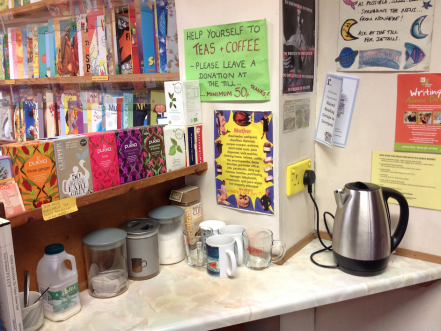 tea and coffee in the bookshop