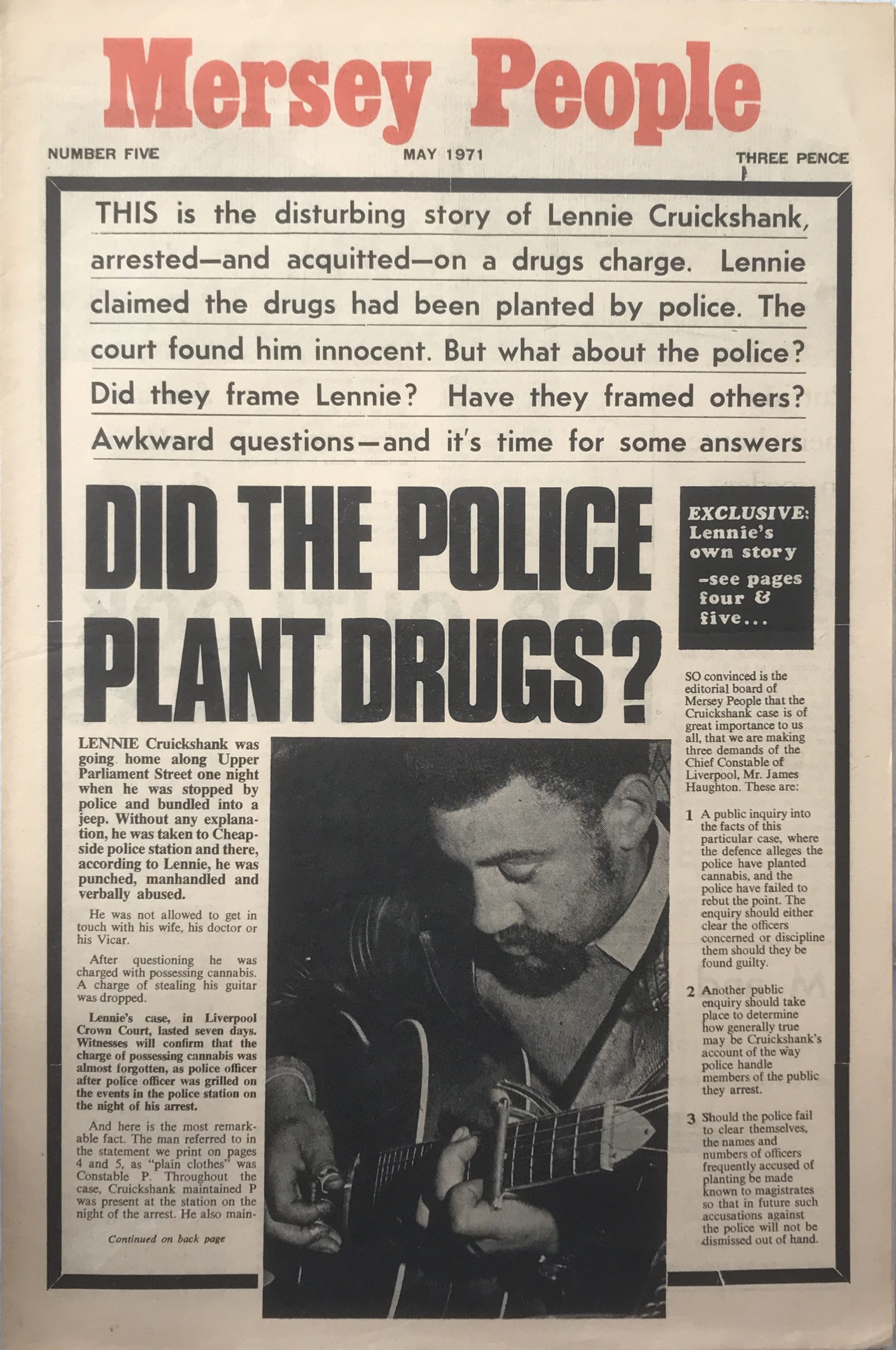 Cruickshank's case was reported by the Mersey People.